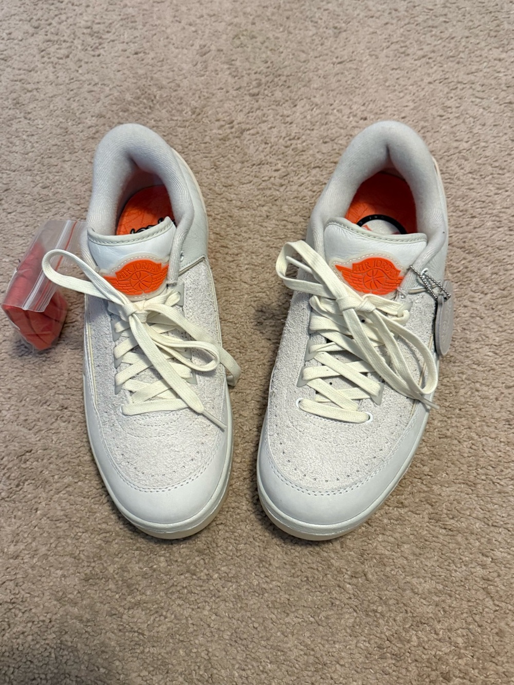 Air Jordan Shelflife  White Sneakers with Orange Accent - Casual Lace-Up